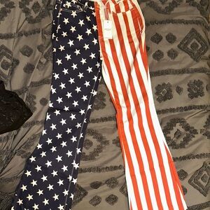 Patriotic Judy Blue Flare Bottoms with Stars and Stripes 9/29